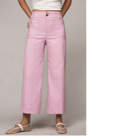 Anthropologie The Colette Cropped Wide-Leg Pants by Maeve 31 new PINK color - Picture 2 of 3